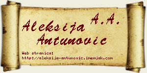 Aleksija Antunović vizit kartica